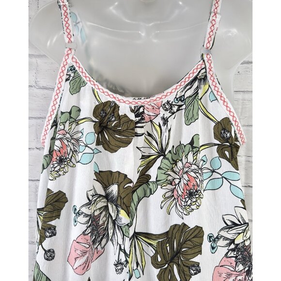 Miken Size Large Bathing Suit Cover-Up Dress Ruffled Embroidered Floral Pattern - Picture 7 of 9